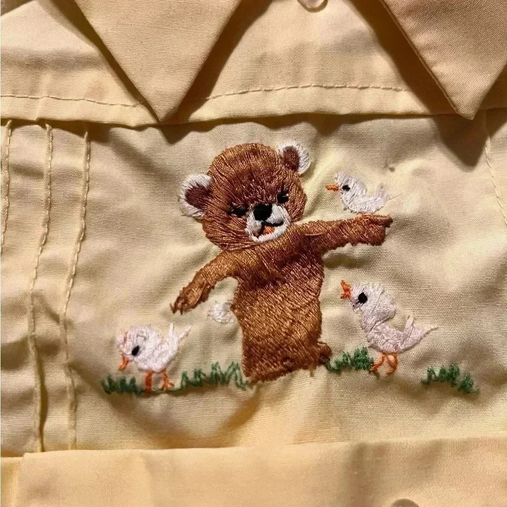 Classic Cream Teddy Embroidered Boys' One-Piece - Picture 3 of 4